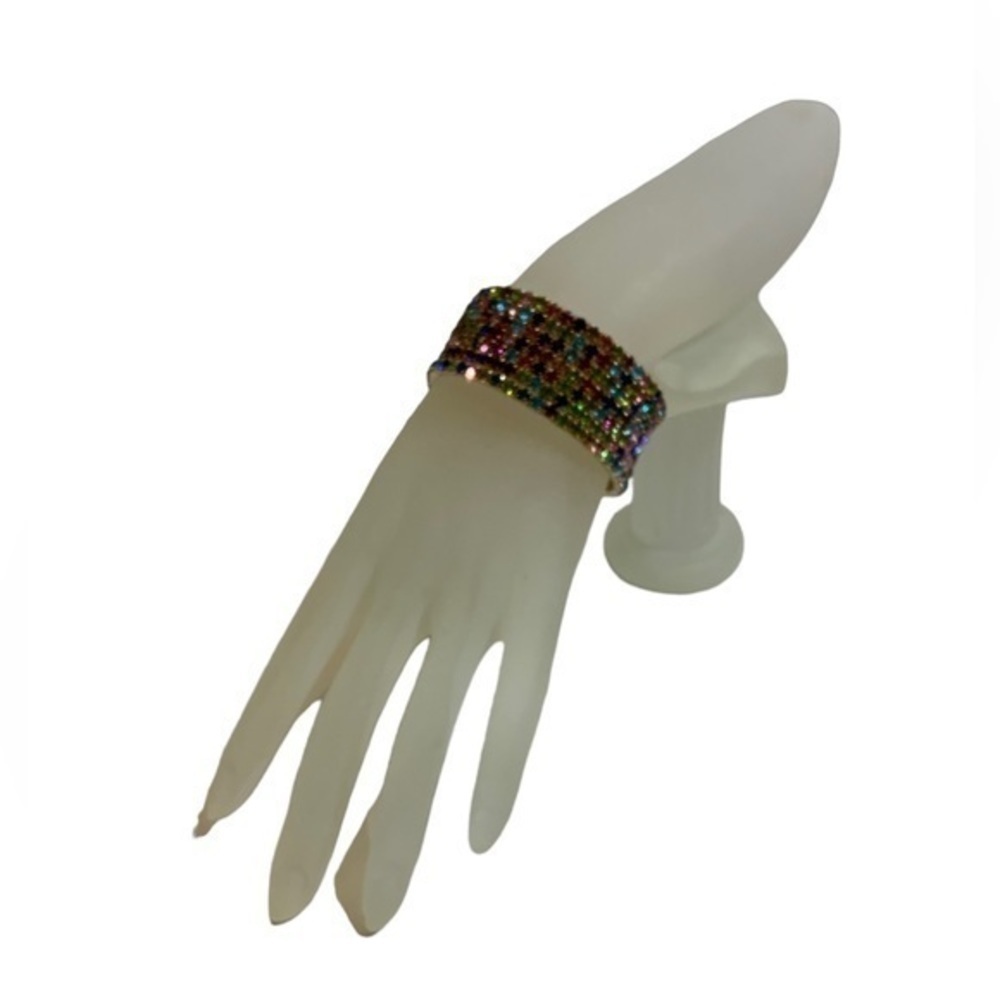 Natasha Couture multi colored rhinestone bracelet - Picture 5 of 6